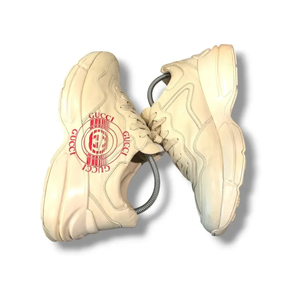 GUCCI Rhyton Disk Print Leather Low-Top Sneakers | Size 8G(9US)